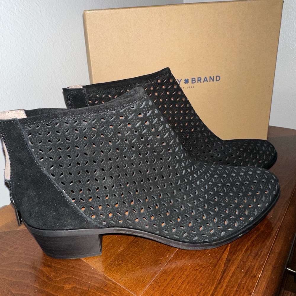 Lucky Brand Perforated Suede Booties
